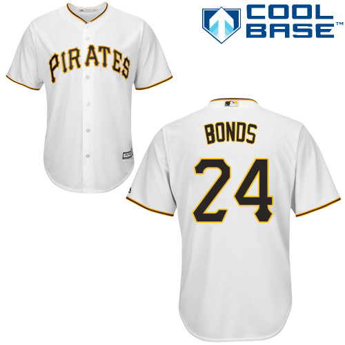 Pirates #24 Barry Bonds White Cool Base Stitched Youth MLB Jersey - Click Image to Close